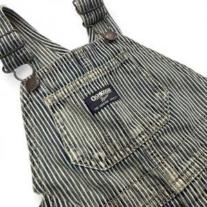 OshKosh B'gosh vintage railroad distressed striped denim overalls Size 24 months